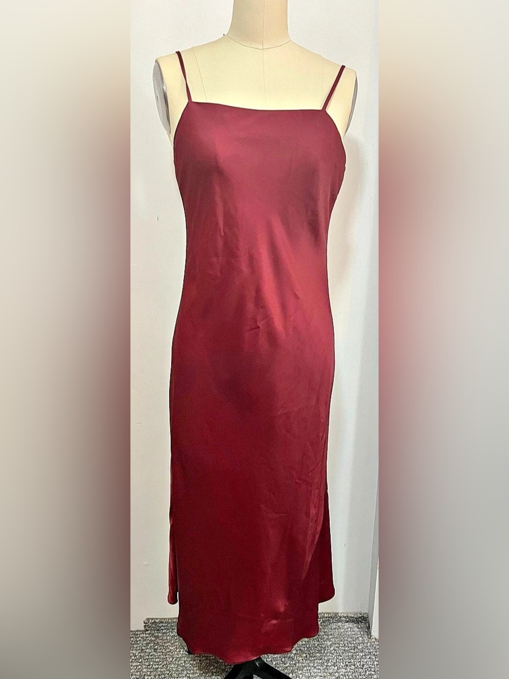 Burgundy Midi Slip Dress Like New